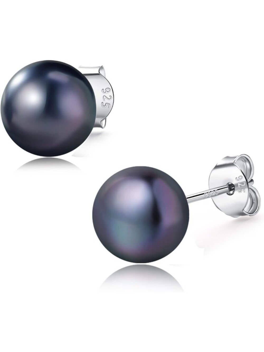 Real Cultured Pearl Stud Earrings for Women, S925 Silver, 6-10mm, Elegant